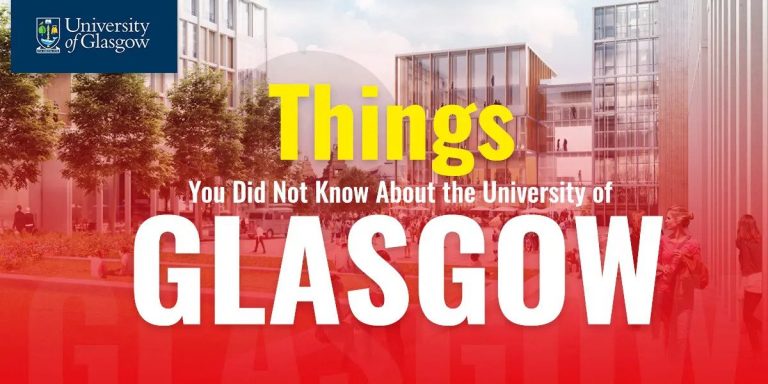 Promotional banner for the university of glasgow featuring the text "things you did not know about the university of glasgow" with a background of campus buildings.