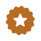 Orange flower-shaped icon with a green star in the center, symbolizing innovative overseas education consultants.