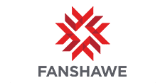 Logo of fanshawe college featuring a red stylized star above the word "fanshawe" in gray text.