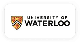 Logo of the university of waterloo featuring a shield with a red and yellow design next to bold black text on a white background.