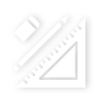 A black and white icon representing stationery items: a pencil, ruler, eraser, and set square arranged diagonally.