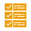 Six stacked brown boxes with three check marks, symbolizing organized inventory or completed tasks.