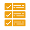 Six stacked brown boxes with three check marks, symbolizing organized inventory or completed tasks.