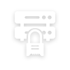Icon depicting a digital data security concept with a padlock in front of message bubbles.