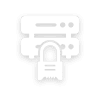 Icon depicting a digital data security concept with a padlock in front of message bubbles.