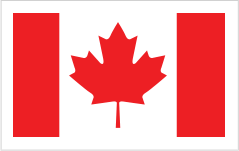 Flag of canada with two vertical red bands and a red maple leaf centered on a white field.