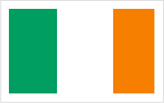 Flag of ireland with three vertical stripes: green, white, and orange.