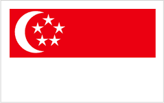 Flag of singapore featuring a crescent moon and five stars arranged in a circle, set against a red background with a white horizontal stripe at the top.