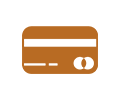 A small, solid brown rectangle on a white background.