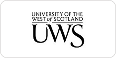 Logo of the university of the west of scotland, featuring the acronym "uws" in large black letters next to the full university name.