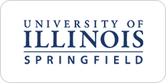 Logo of the university of illinois springfield featuring blue text on a white background.