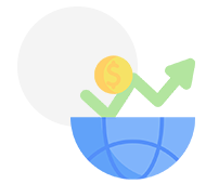 Icon collage featuring a globe, basketball, checkmark, and dollar sign, representing concepts like global finance, sports approval, and studying in New Zealand.