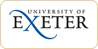 Logo of the university of exeter featuring stylized blue and black text.