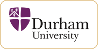 Logo of durham university featuring a purple shield with symbols and the university name in gray text.