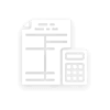 Icon showing a document with text and a calculator, representing financial documentation or calculations.