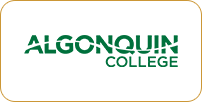 Logo of algonquin college featuring stylized green text on a white background.