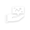 Icon depicting a hand holding a card with a line graph, representing statistical analysis or data management.