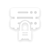 Monochrome icon of a printer with a secure padlock, symbolizing secure printing or print security.