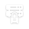 Monochrome icon of a printer with a secure padlock, symbolizing secure printing or print security.