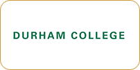 Logo of durham college in simple green text on a cream background.