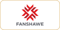 Logo of fanshawe college featuring a stylized red starburst design on a white background with "fanshawe" text beneath it.