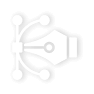 Icon of a mechanical hand gripping a stylized atom, symbolizing technology and science.