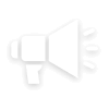 Icon of a megaphone with sound waves, representing amplification or announcement.