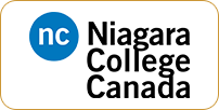 Logo of niagara college canada featuring the letters 'nc' in a blue circle with the college name in black and blue text on a white background.