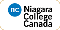 Logo of niagara college canada featuring the letters 'nc' in a blue circle with the college name in black and blue text on a white background.