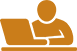 Icon of a person working on a laptop at a desk.
