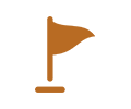 Orange flag icon on a pole, depicted in a simple, stylized graphic design against a transparent background.