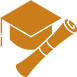 Graduation cap and diploma icon in a simple, flat design style.