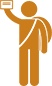 Illustration of a person taking a selfie using a smartphone, with a simplified orange design and no detailed facial features.