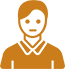 Emoji icon representing a person with blonde hair, wearing an orange shirt and smiling.