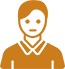 Emoji icon representing a person with blonde hair, wearing an orange shirt and smiling.