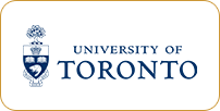 University of toronto logo featuring a crest with three lions, a book, and a beehive, accompanied by the university's name in blue text.