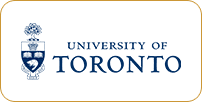 University of toronto logo featuring a crest with three lions, a book, and a beehive, accompanied by the university's name in blue text.