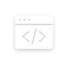 Icon depicting a web browser window with code brackets.
