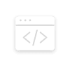 Icon depicting a web browser window with code brackets.