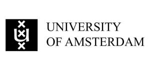 Logo of the university of amsterdam featuring a black and white design with a central emblem and text.