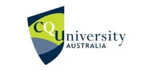 Logo of Central Queensland University featuring a stylized shield in blue and yellow with the text 'Central Queensland University' beside it.