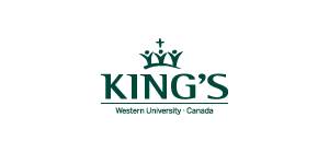 Logo of King's College London, featuring the word "King's" in large letters with a crown symbol above it.