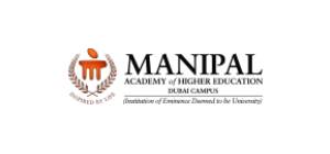 Logo of Manipal Academy of Higher Education, Dubai campus, featuring an orange and black emblem next to text.