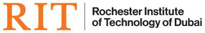 Logo of Rochester Institute of Technology Dubai featuring "RIT" in bold orange letters next to the full name in black text.