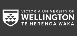 Logo of Victoria University of Wellington, New Zealand, with its name in English and Te Reo Māori (Te Herenga Waka) on a gray background.