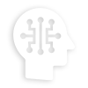 Icon depicting a human head silhouette with circuit-like lines and intersections, symbolizing artificial intelligence or brain technology.