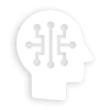 Icon depicting a human head silhouette with circuit-like lines and intersections, symbolizing artificial intelligence or brain technology.