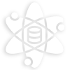 Icon of an atom, featuring a central nucleus surrounded by three elliptical orbits with electrons, all in a symmetrical, line-drawn style.