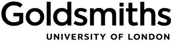 Logo of Goldsmiths University featuring the name "Goldsmiths" in bold black font above the smaller text "University of London.