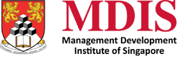 Logo of the Management Development Institute of Singapore featuring a shield with a chessboard and books, flanked by lions, with the initials "MDIS" above.